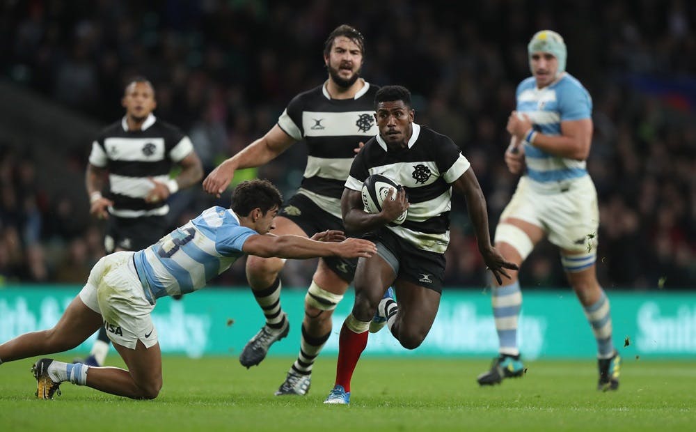 Lomani on the charge for the Barbarians - Getty